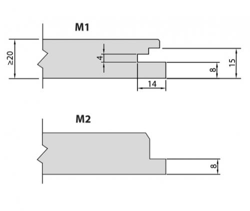 Размеры кромки М - полускрытая система установки потолка Blanka M