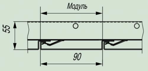 Схема профиля А90С на гребенке BT-2-90, для ВТ-2-100 будут те же размеры, только между рейками добавляется расстояние 10 мм