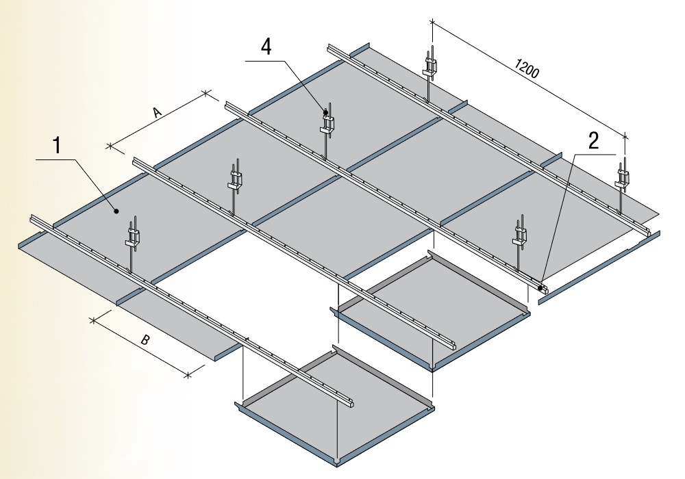 Упрощенная система монтажа металлического потолка AP600AC
