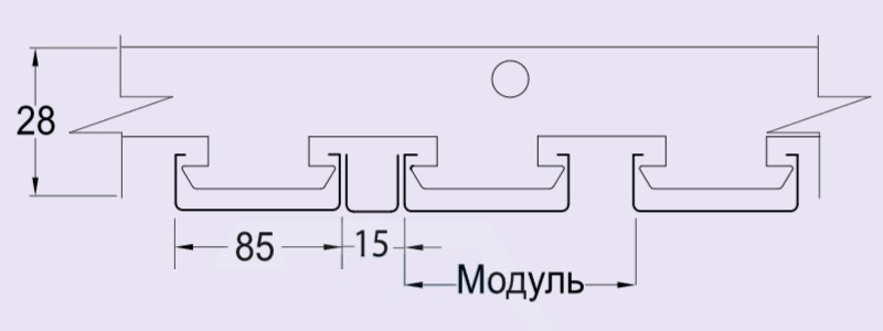 Высота гребенки BTN без рейки - 28 мм