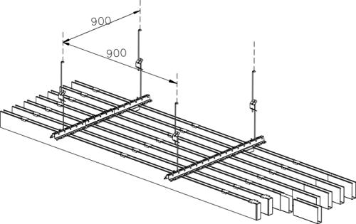 Размеры установки подвесов для реечного потолка кубота Албес