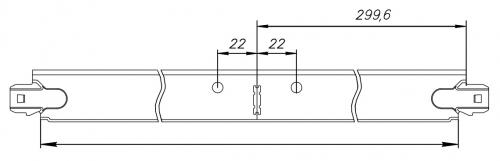 Поперечная рейка Т-24 Албес 600 мм так же имеет прорезь для стыковки с другими направляющими, позволяя собирать подвесной потолок из модулей 300х300 мм