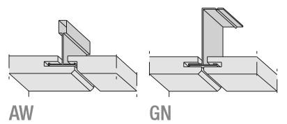 Разница в кромках AW и GN для потолочных панелей AMF Thermatex