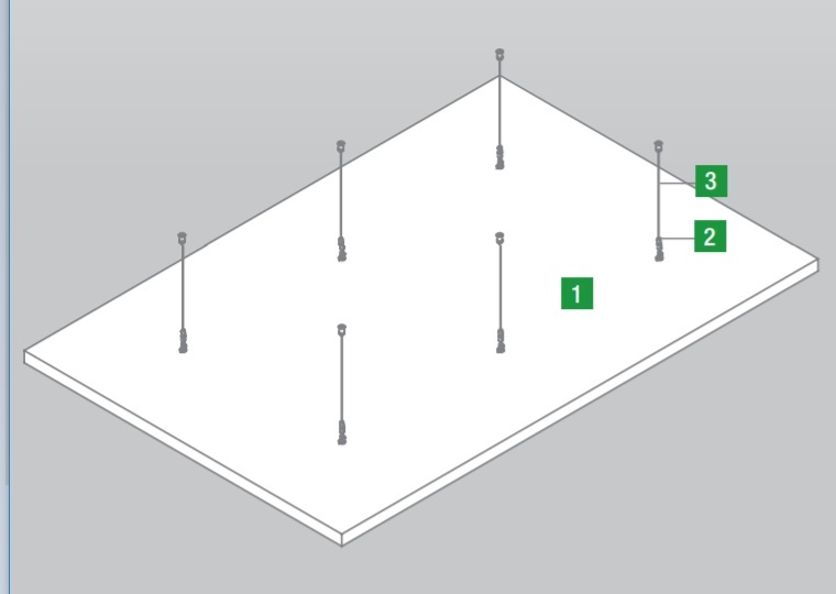 Схема подвешивания прямоугольных панелей TOPIQ Sonic Element 1800х1200х40 (Кнауф-АМФ)