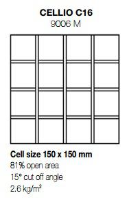 Схема решетки потолка Решетка в сборе Cellio C49 (размер ячейки 86x86x37)