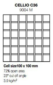 Схема решетки для потолка Армстронг Cellio C36 (размер ячейки 100x100x37)