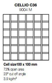 Схема решетки Cellio C36 (размер ячейки 100x100x37) Схема решетки Cellio C36 (размер ячейки 100x100x37)