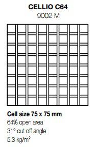 Схема решетки в сборе Cellio C64 (размер ячейки 75x75x37) 