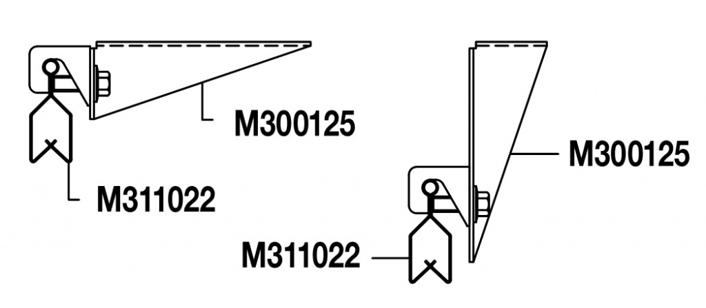 Схемы крепления А-рейки DP12 с помощью прямого подвеса M300125