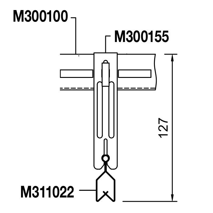 Крепление A-рейки DP12 к U-профилю с помощью удлиненного соединителя М300155