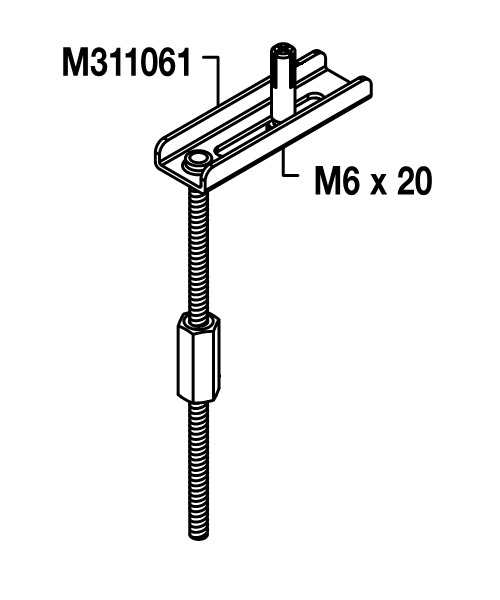 Элемент подвеса М311061 позволяет отрегулировать положение подвеса (резьбового стержня) в любом направлении в горизонтальной плоскости потолка