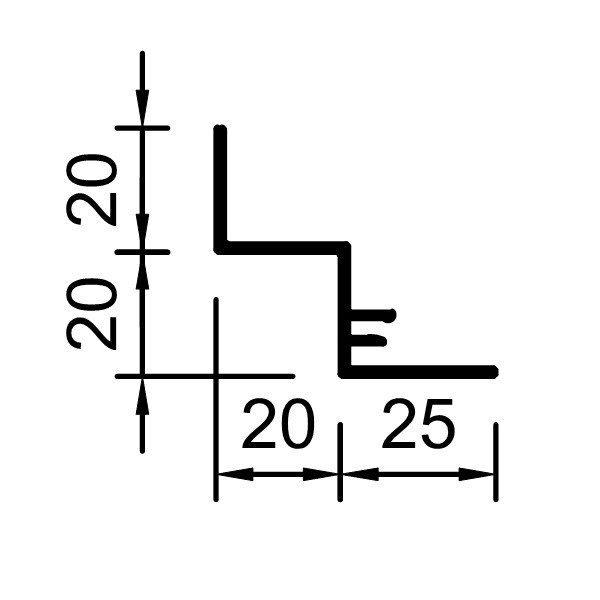 Пристенный молдинг RA 5 F 4000x20x20x20x25x1.2 мм, БЕЛЫЙ RAL 9010 (BPM215014) цена