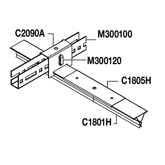 Схема установки пружинной T-рейки на несущий U-профиль (BPM300100)