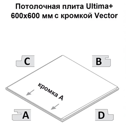 Кромки у панелей Ultima+ Vector: A - несущая двухступенчатая кромка, с нее ничинается установка плиты; B - несущая одноступенчатая; C и D - не рабочие кромки Кромки у панелей Ultima+ Vector: A - несущая двухступенчатая кромка, с нее ничинается установка плиты; B - несущая одноступенчатая; C и D - не рабочие кромки