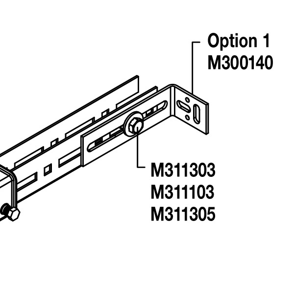 Схема крепления U-профиля с использованием кронштейна M300140 сбоку