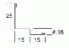 Молдинг Ломаная линия 25 x 15 x 6,35 x 15 для кромки tegular 3050 мм, белый (BP1506)