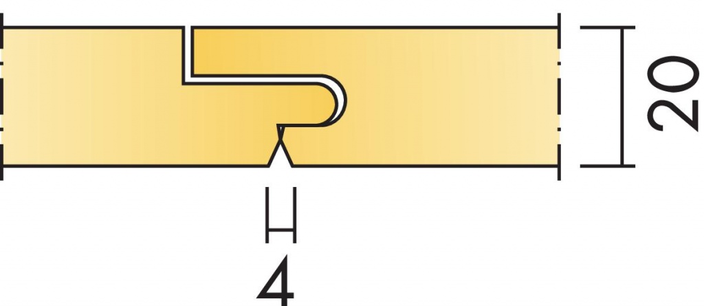 Разрез кромки у потолочных панелей Экофон Focus F, декоративный паз шириной 4 мм