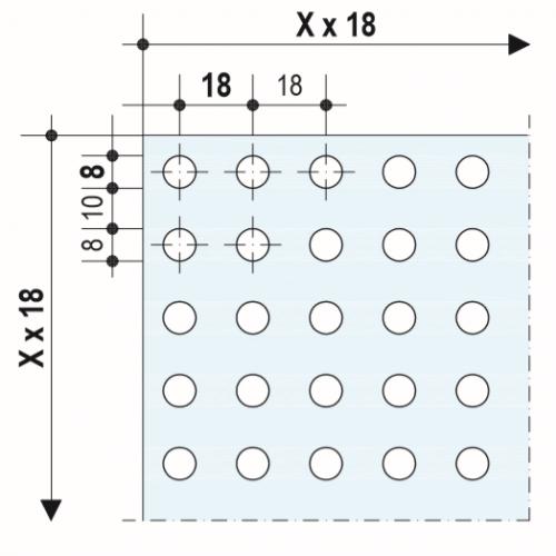 Размеры отверстий перфорации на листах Кнауф Акустика 8/18КР