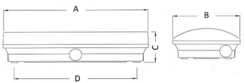 Размеры светильника LYRA 4221-4 : A - 342 мм; B - 158 мм; C - 74 мм; D - 250 мм (установочная длина);