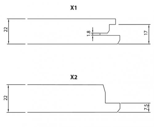Размеры кромки X у панелей Blanka с двух сторон
